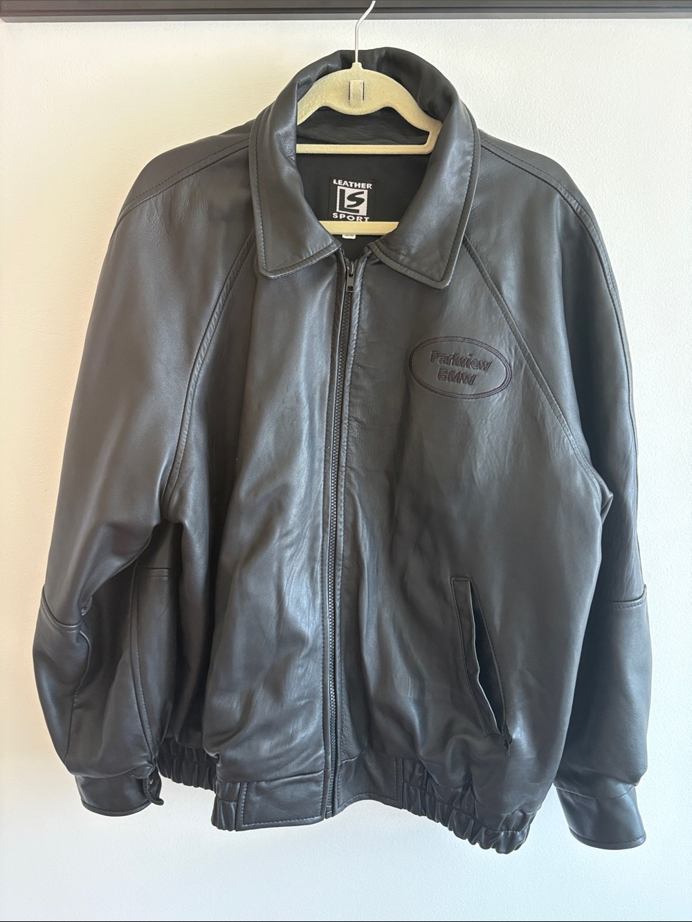 Men’s BMW Black Leather Bomber Jacket